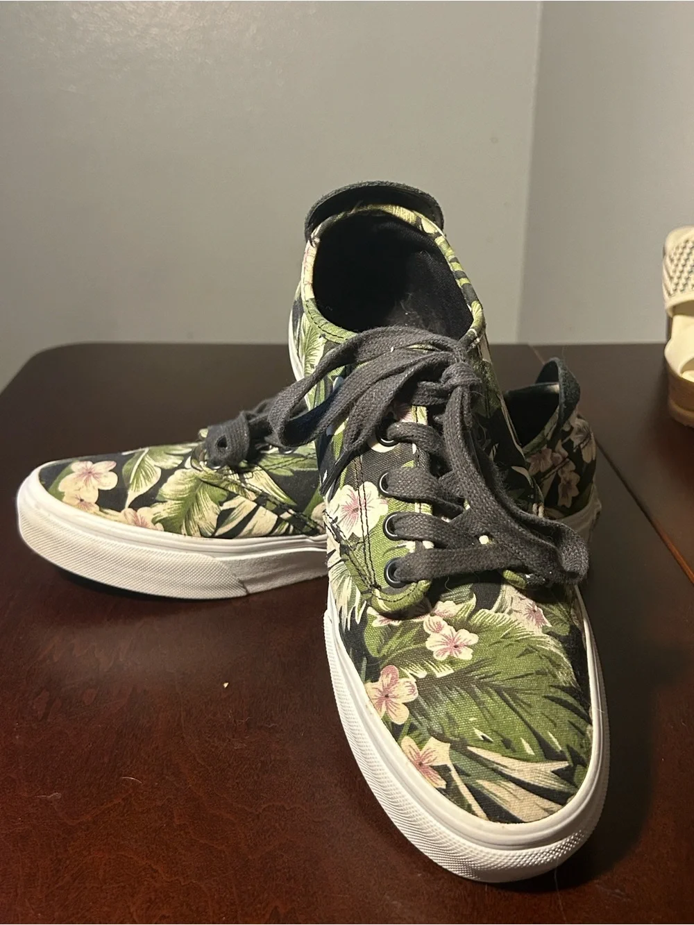 Vans Floral Canvas Sneakers in Green, Pink and Black